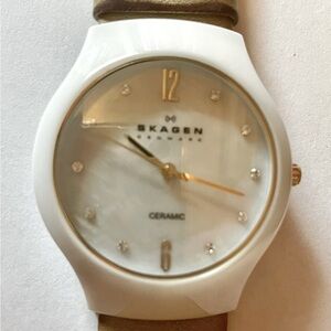Skagen mother of pearl ceramic watch